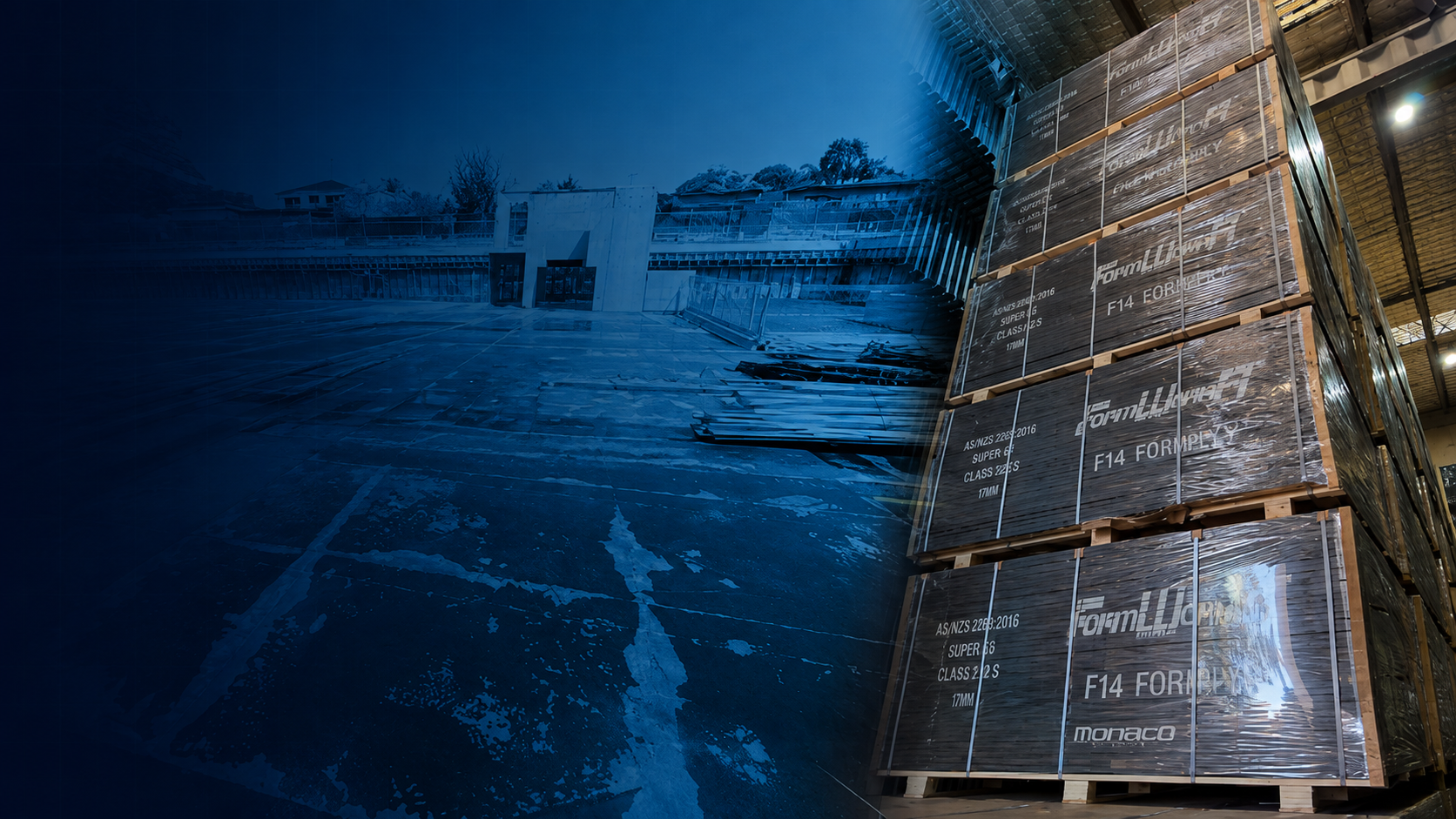Engineered formwork panels prepared for concrete construction
